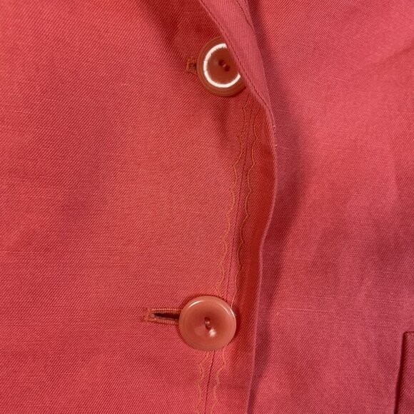 Sigrid Olsen Womens Linen Jacket Coral Pink Lined Blazer Size 16 Office Career - Picture 4 of 14